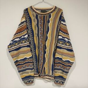 Vintage 1990s Tosani 3D Chunky Knit Sweater Size XL Coogi Tundra Biggie